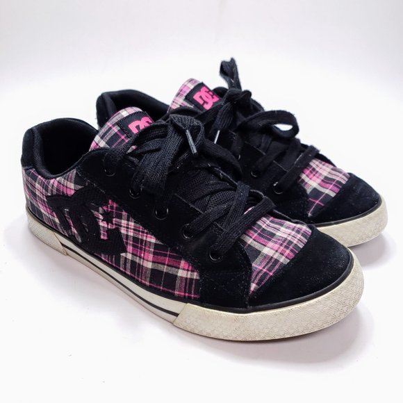 DC Shoes - DC Shoes Chelsea Women's Skate Shoes Black / Pink Plaid Size 10